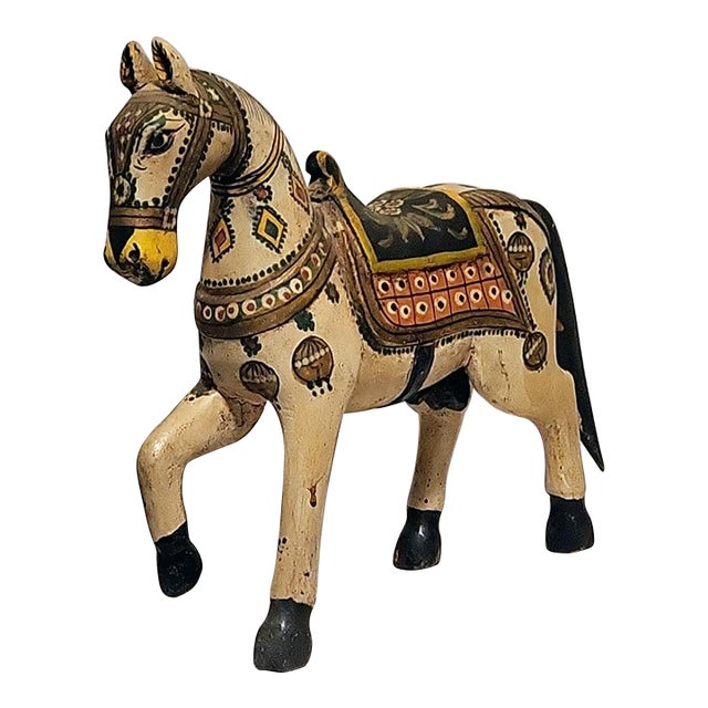 Vintage Hand Carved Wedding Horse Handpainted Figurine For Sale