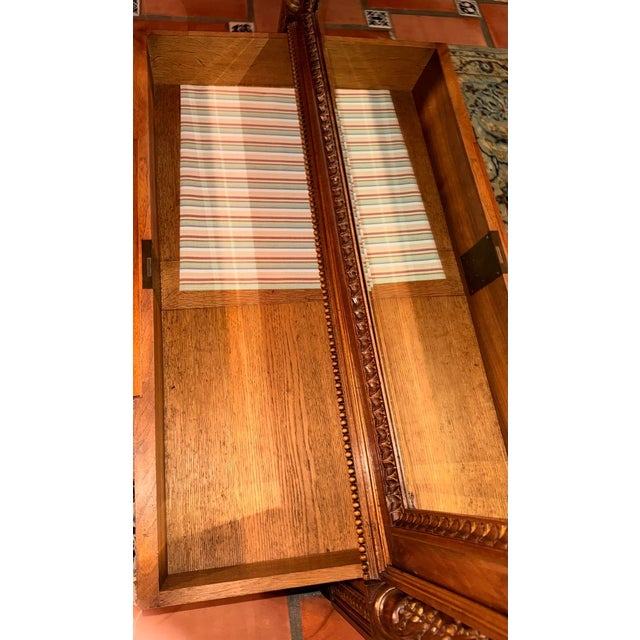 19th Century Louis XVI French Walnut Wood Antique Triple Mirrored Armoire Hutch For Sale - Image 13 of 16