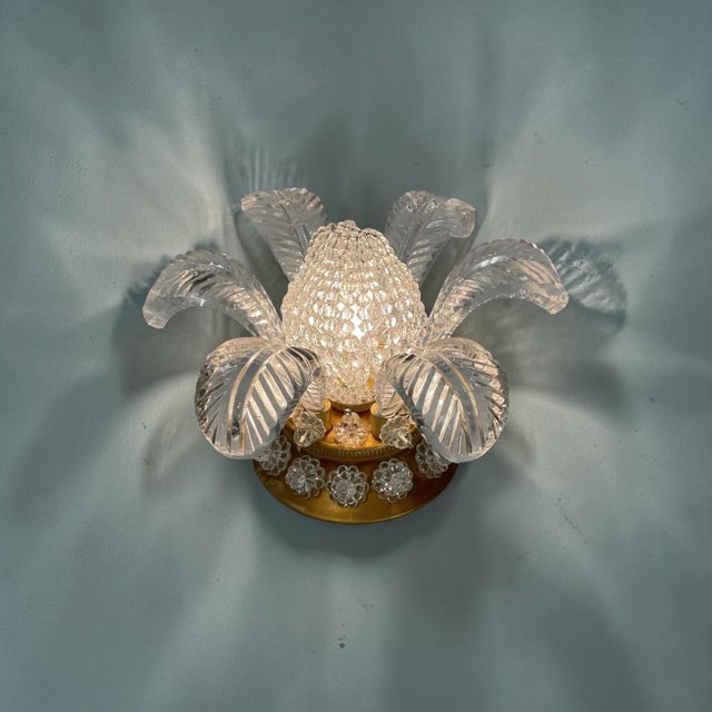 Small Lead Cystal Flower Flush Fixture For Sale - Image 9 of 9