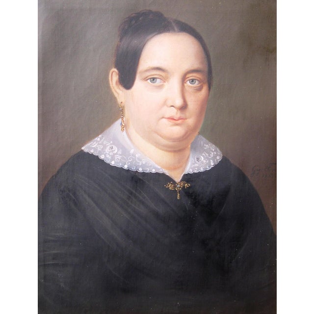 Georg Otto Forster, Portrait Frau Hagen, 1847, Oil Painting on Canvas, Framed For Sale - Image 12 of 12