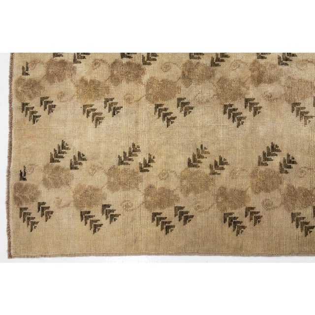Antique Khotan Handmade Floral Pattern Wool Rug in Tan For Sale In New York - Image 6 of 9