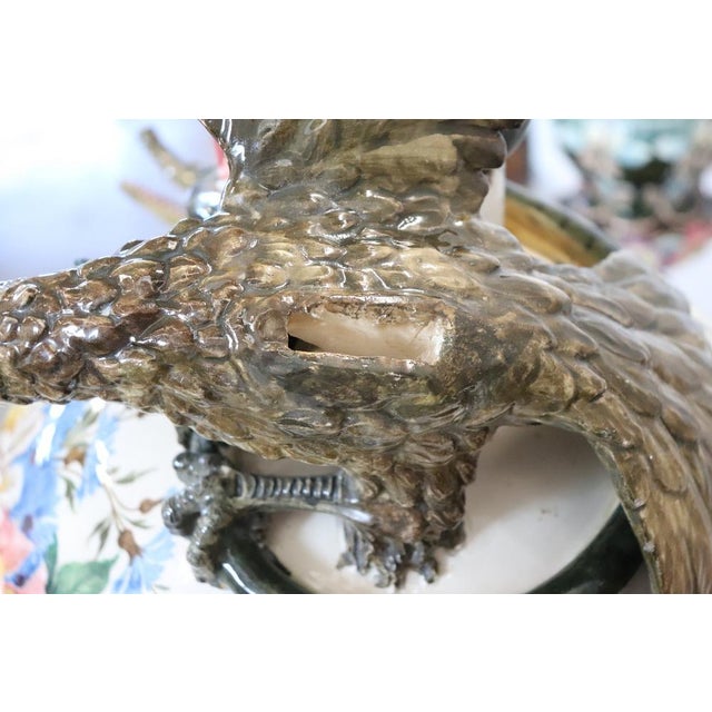 Ceramic Vase with Relief Figures of Eagle and Crocodile, Early 20th Century For Sale - Image 12 of 18
