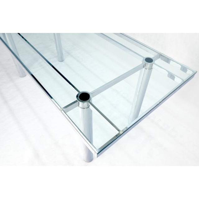 Tobia Scarpa Chrome Base Rectangle Glass Top 4 Cylinder legs Dining Table Mint!