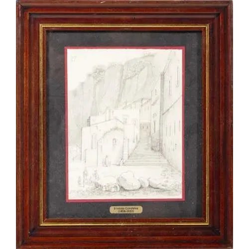 "Study-Population". Pencil drawing on paper. Signed on the back. Dimensions: 23 x 18 cm.