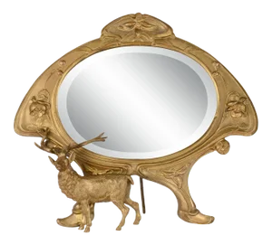 1890's Art Nouveau Gilt Bronze Dressing Mirror