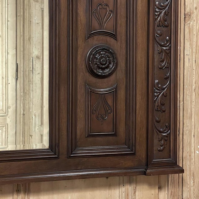Antique Italian Renaissance Revival Walnut Mantel Mirror For Sale - Image 15 of 17