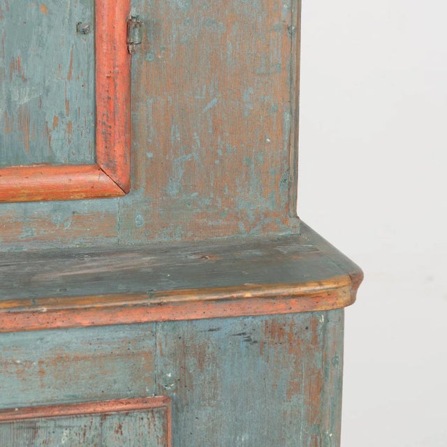 Original Blue Painted Swedish Pine Cabinet, Circa 1790-1810 For Sale - Image 9 of 10
