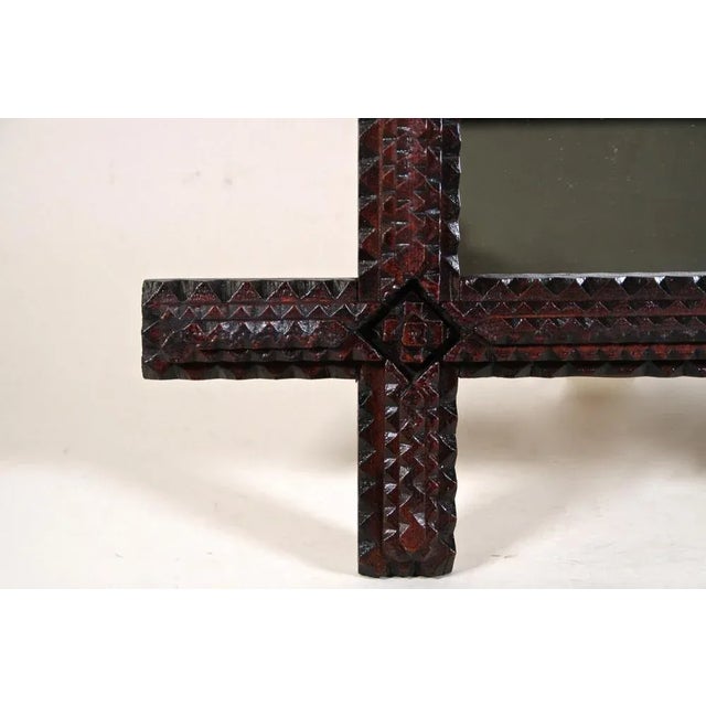 Brown Hand-Carved Tramp Art Wall Mirror, Austria, 1870s For Sale - Image 8 of 18