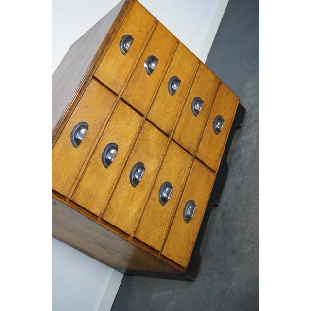 Mid-20th Century German Oak Pine Apothecary Cabinet or Bank of Drawers For Sale - Image 5 of 14