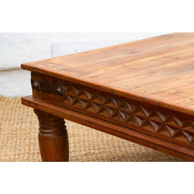 Brown Grand Takhat Large Indian Teak Coffee Table For Sale - Image 8 of 11