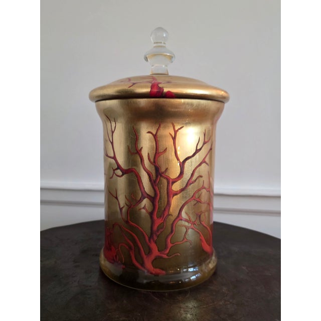 Glass Scott Potter Gilded Decoupage Apothecary Jar For Sale - Image 7 of 9