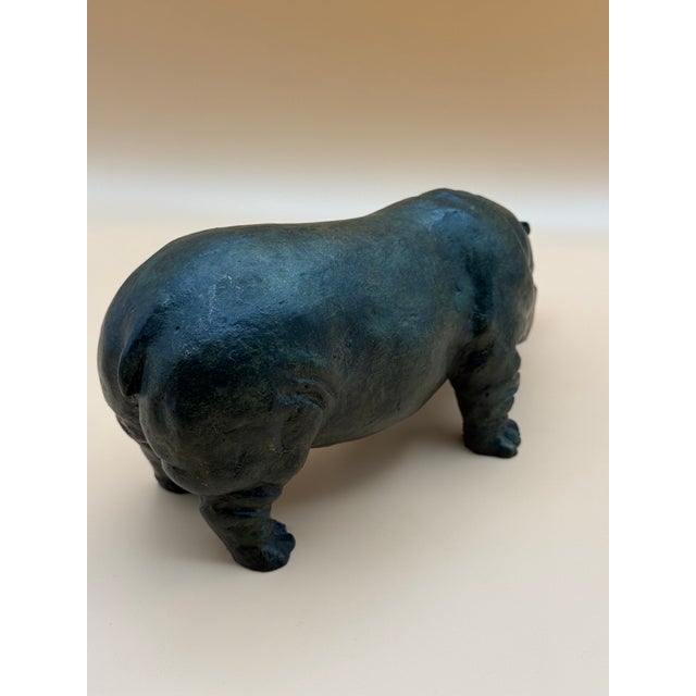 Late 20th Century Late 20th Century Solid Cast Iron Hippopotamus Sculpture With Green Patinated For Sale - Image 5 of 11