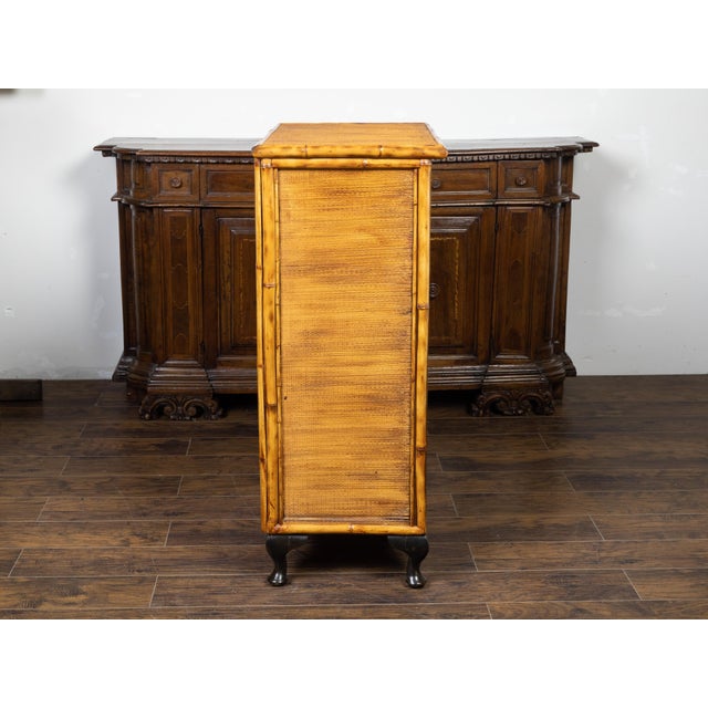 English 1890s Japonism Bamboo Cabinet with Two Doors and Three Drawers For Sale - Image 10 of 11