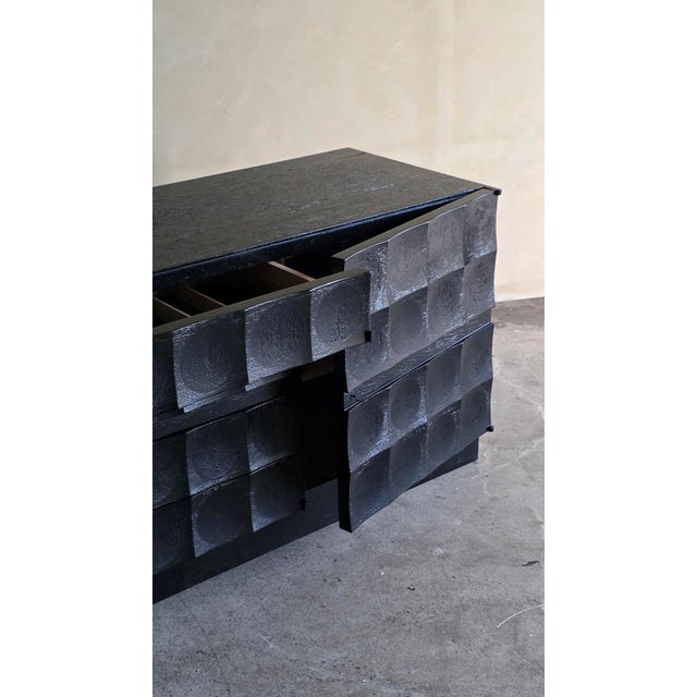 Brutalist Credenza in Black Stained Oak by J. Batenburg for MI Belgium, 1970s For Sale - Image 14 of 16