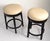 Black Pair, Vintage Swivel 24 Inch Kitchen Stools Black Wood Tan-Beige Faux Leather Seats For Sale - Image 8 of 16
