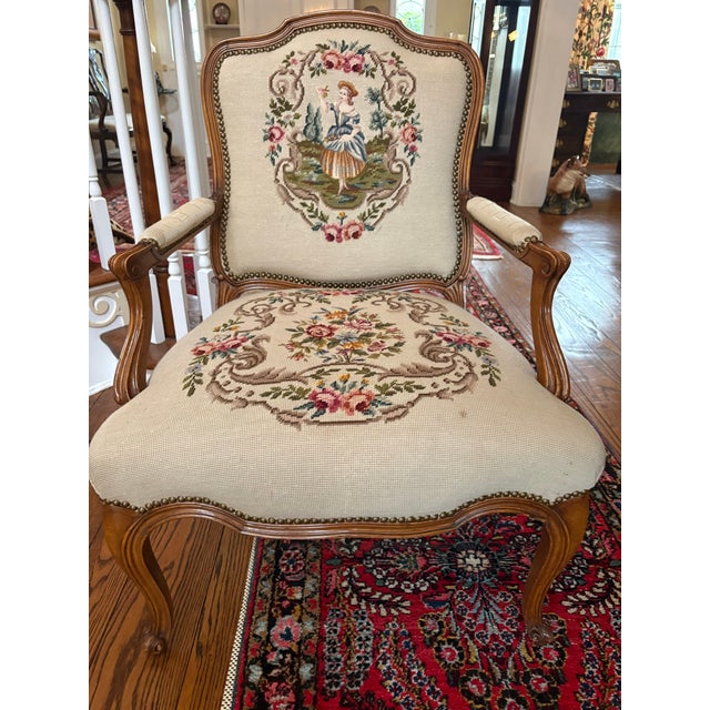 Wood 1940s French Louis XV Style Fauteuils (Open Armchairs) For Sale - Image 7 of 7