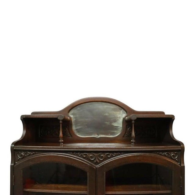 Arts & Crafts Arts & Crafts Oak 2-Door Bookcase With Mirrored Top C1910 For Sale - Image 3 of 10