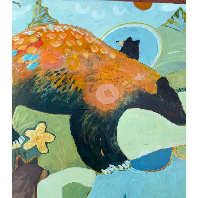 Paint "Mama Meadow" a Painting of Bear With Two Cubs LWren Wallraven For Sale - Image 7 of 9