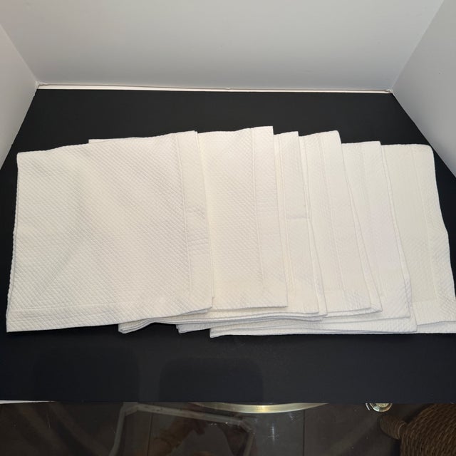 Contemporary Vintage Tesoro Oversized Off White Waffle Stitch Matelasse Napkins- Set of 6 For Sale - Image 3 of 11