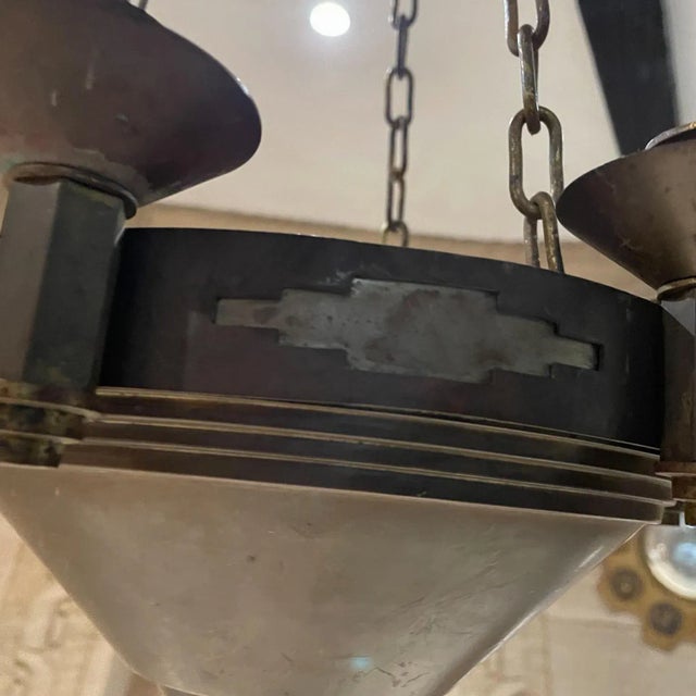 Metal 1950s Art Deco Six Candle Holder Modern Chandelier For Sale - Image 7 of 11