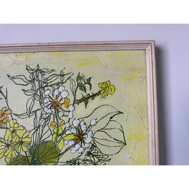 Wood 1970s Vintage Impressionist Still Life - Floral Bouquet in Vase Oil on Canvas Painting, Signed For Sale - Image 7 of 11