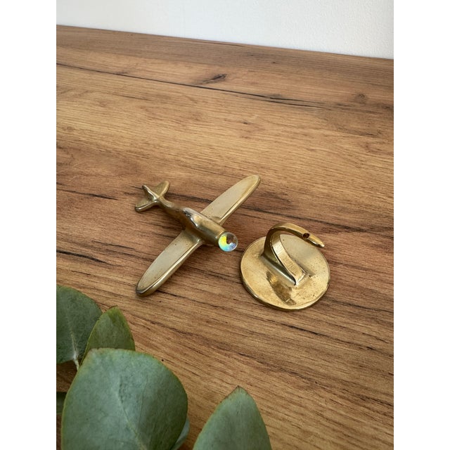 Vintage Brass Paperweight Airplane For Sale - Image 3 of 4
