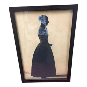 w.j. Hubard Silhouette Young Woman W/ Unusually Detailed Shaded Bonnet & Mantle