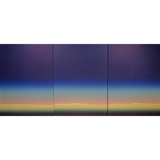 1984 "Starry Night" Minimalist Collagraph Triptych Etching by Noel DeGaetano - Set of 3 For Sale - Image 13 of 13