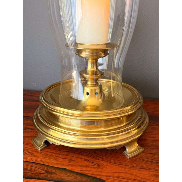 Metal 1970s Pair of Brass and Glass Chapman Hurricanes For Sale - Image 7 of 11
