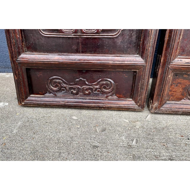 Pair Chinese Hardwood Doors, 2 Pairs Available For Sale - Image 10 of 12
