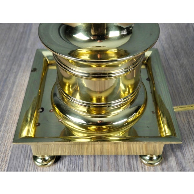 1990s Frederick Cooper Brass Faux Lantern Column Footed Table Lamp For Sale - Image 12 of 17