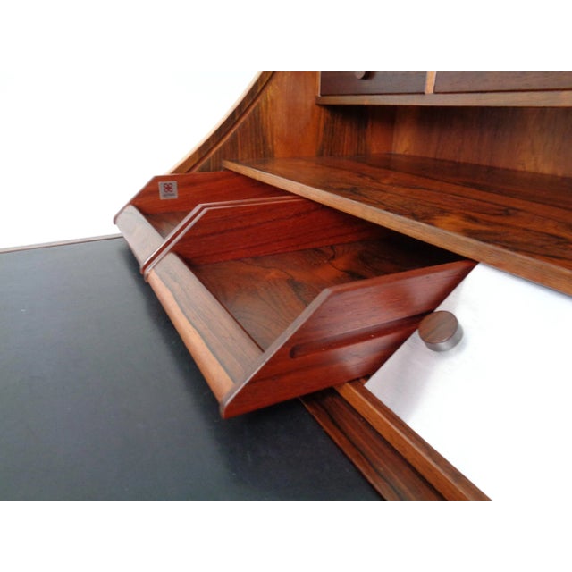 Rosewood and Leather Tambour Writing Desk by Gianfranco Frattini for Bernini, Italy, 1964 For Sale - Image 18 of 18