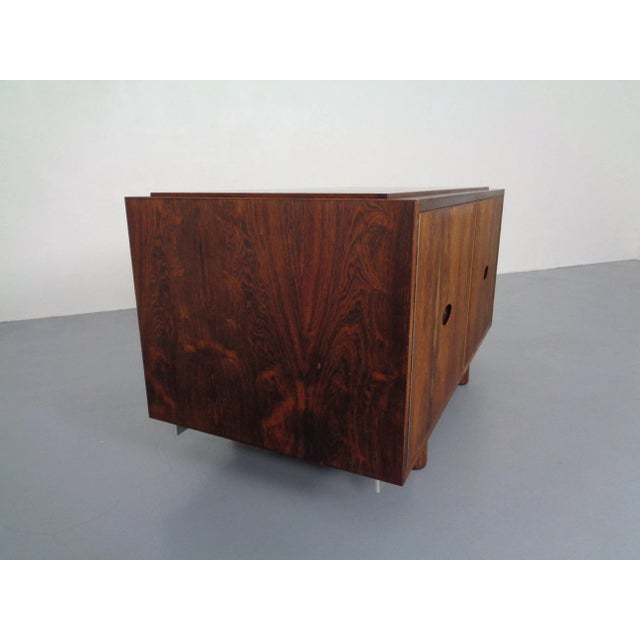 Rosewood and Leather Tambour Writing Desk by Gianfranco Frattini for Bernini, Italy, 1964 For Sale - Image 12 of 18