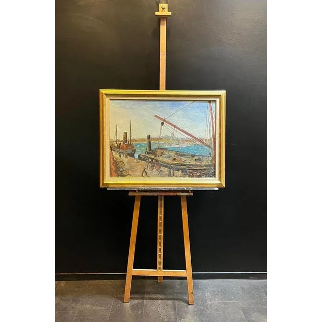 Leo Klein Von Diepold, Workers at the Port, Oil on Canvas, Framed For Sale - Image 9 of 13