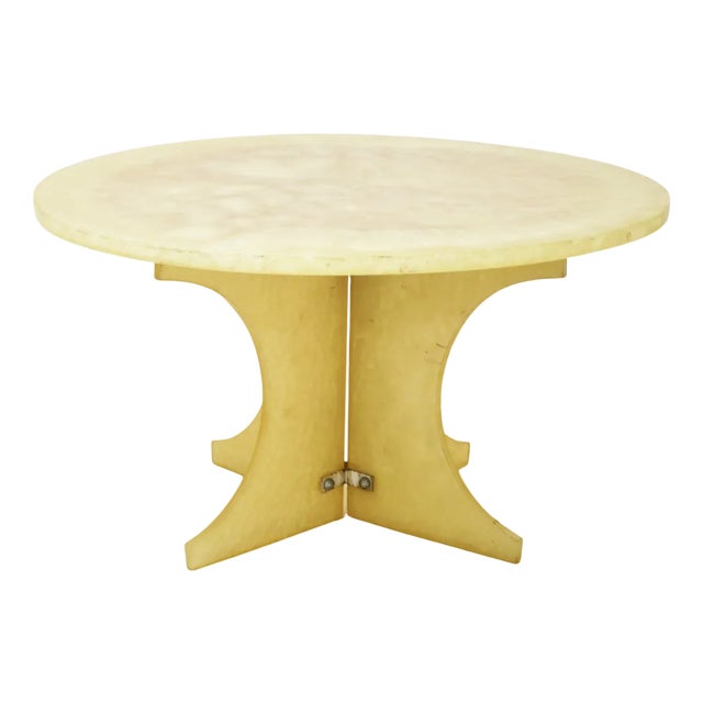 French Pale Yellow Resin Coffee Table, 1970s For Sale
