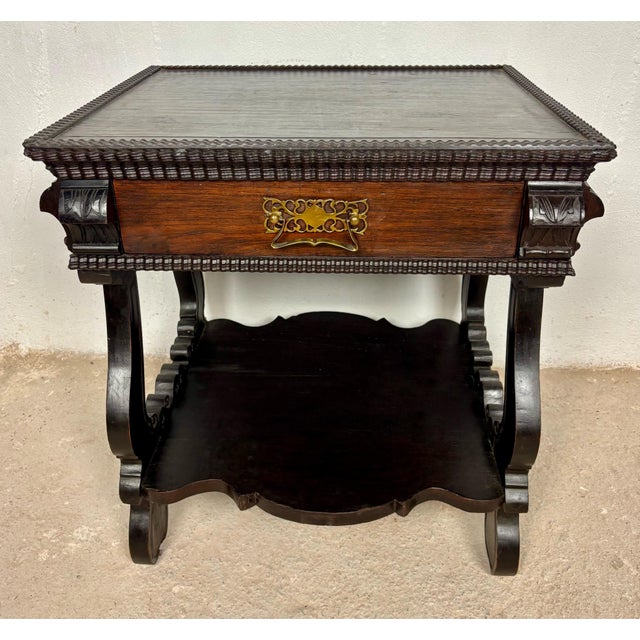 Portuguese Side Table with Drawer and Lower Shelf, 1930s For Sale - Image 11 of 16