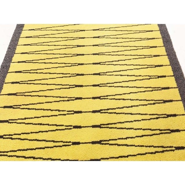 Doris Leslie Blau Vibrant Vintage Swedish Pile Rug in Yellow and Charcoal For Sale - Image 4 of 9