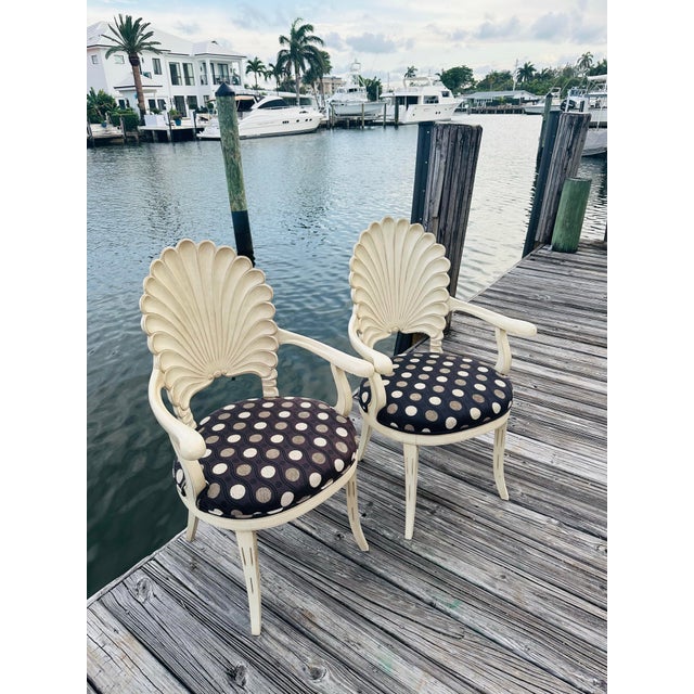 Wood Italian Venetian Grotto Style Scalloped Shell Back Dining Chairs - Set of 6 For Sale - Image 7 of 12