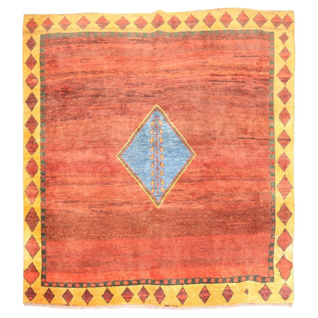 Red Late 20th Century Square Persian Gabbeh Rug - 6'5" x 6'6" For Sale - Image 8 of 18