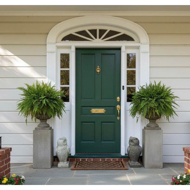Stone A Pair of a Vintage Cast Stone Garden Owl Statues For Sale - Image 7 of 7