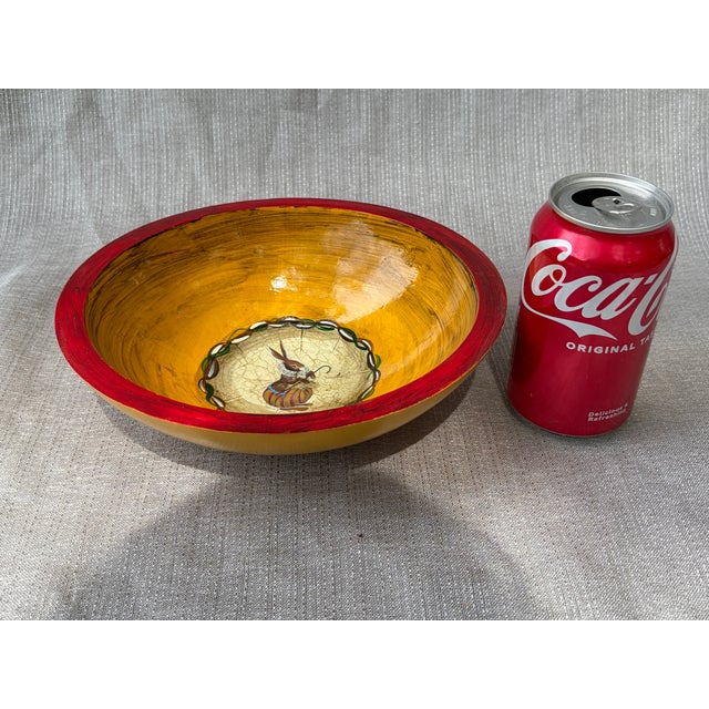 Hand Painted Decoupage Wooden Rabbit Bowl Paul Munro For Sale In New York - Image 6 of 9