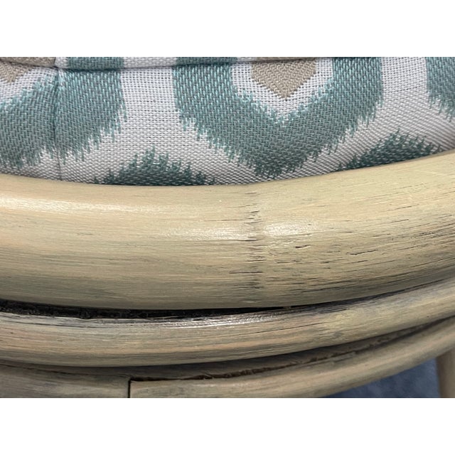 Vintage Organic Modern Rattan Swivel Dining Chairs With Arms and Cane Backs – Set of 6 For Sale - Image 13 of 17