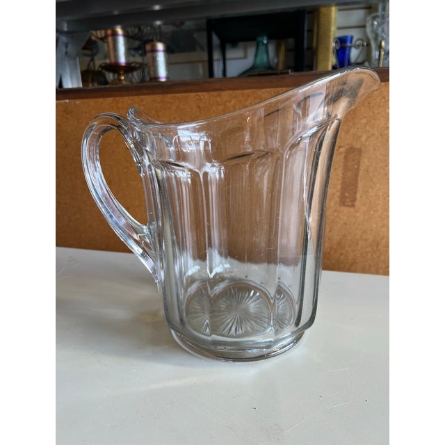American Early 20th Century Heavy Glass Pitcher For Sale - Image 3 of 3