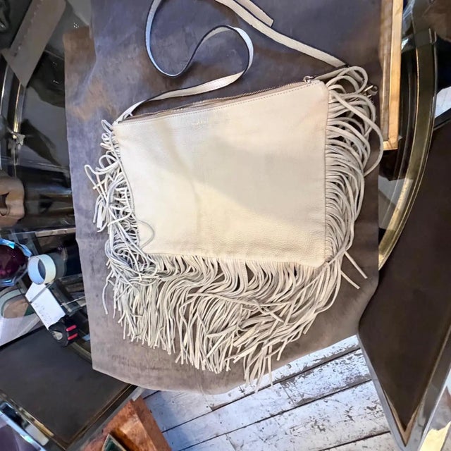 Animal Skin 21st Century High Quality Cream Leather Italian Shoulder Bag by Avenue 67 For Sale - Image 7 of 18