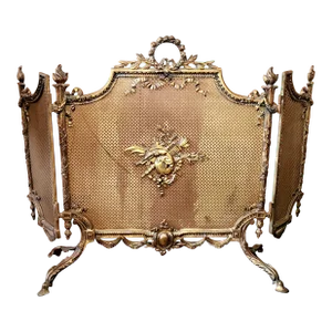 Early 20th Century French Louis XV Ormolu Gilded Bronze Divided Fire Screen