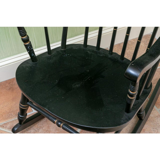 Black Vintage S. Bent & Bros. Black and Gilt Finished Spindle Back Rocking Chair For Sale - Image 8 of 8