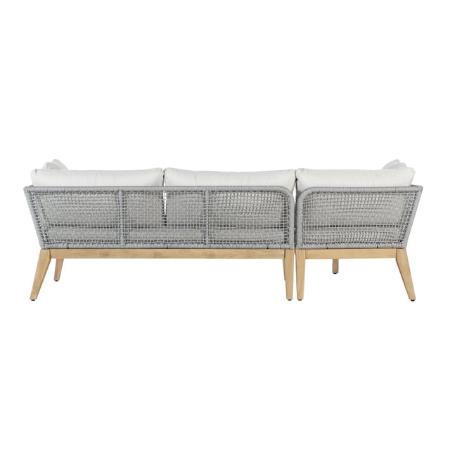 Cypress Teak Wood 2-Piece Left Arm Chaise Outdoor Sectional - Gray For Sale - Image 13 of 13