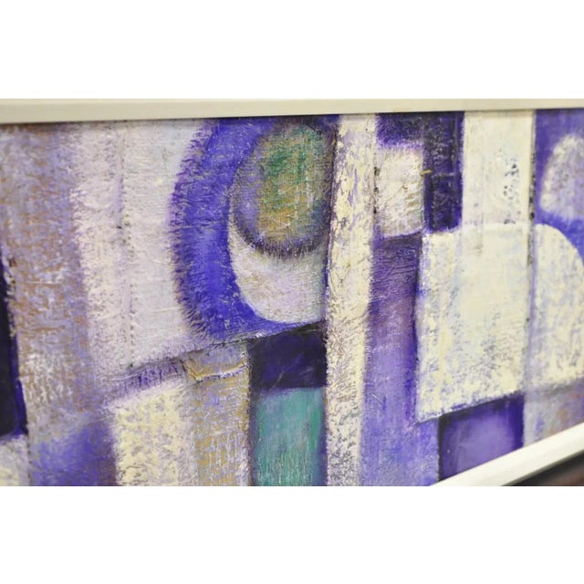 Modern Abstract Blue and Purple Acrylic on Canvas Large Painting Signed Pentkoff, Framed For Sale - Image 10 of 10