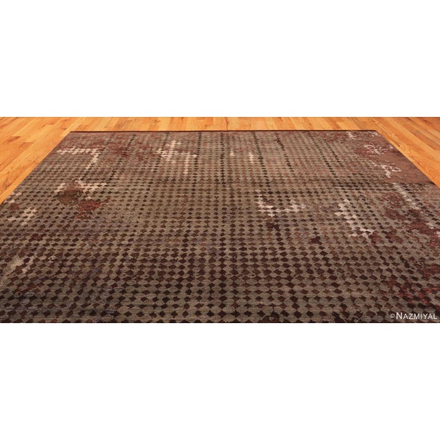 Impressive Wool and Silk Artistic Abstract Earthy Modern Transitional Area Rug, Country of Origin: Nepal, Circa date: Modern
