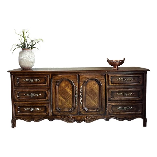 Vintage 1960 Drexel Heritage Cabernet Triple Dresser / Sideboard For Sale